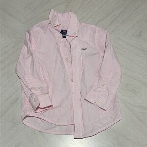 Vineyard vines boys 2t button down whale shirt pink white stripe